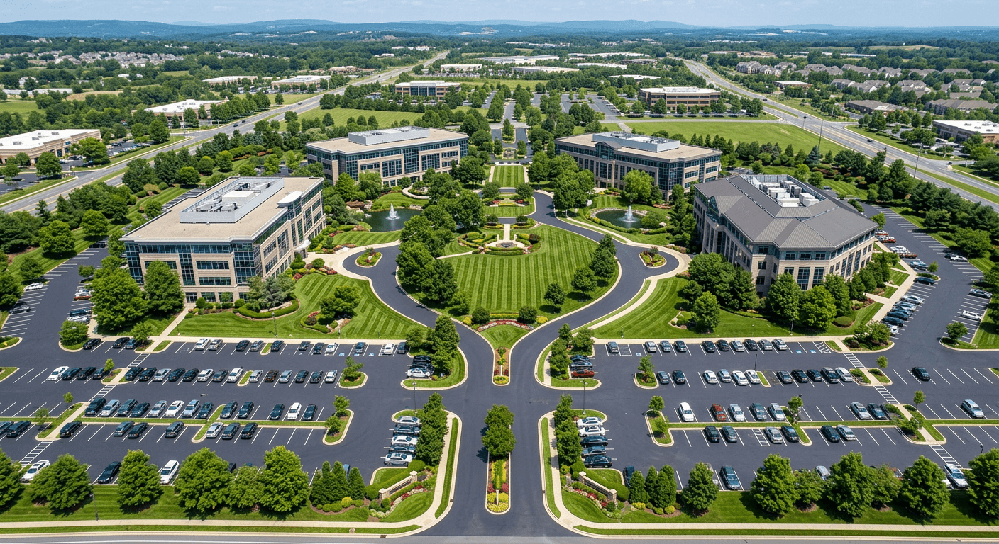 Commercial landscaping property maintained by A&S Landscaping