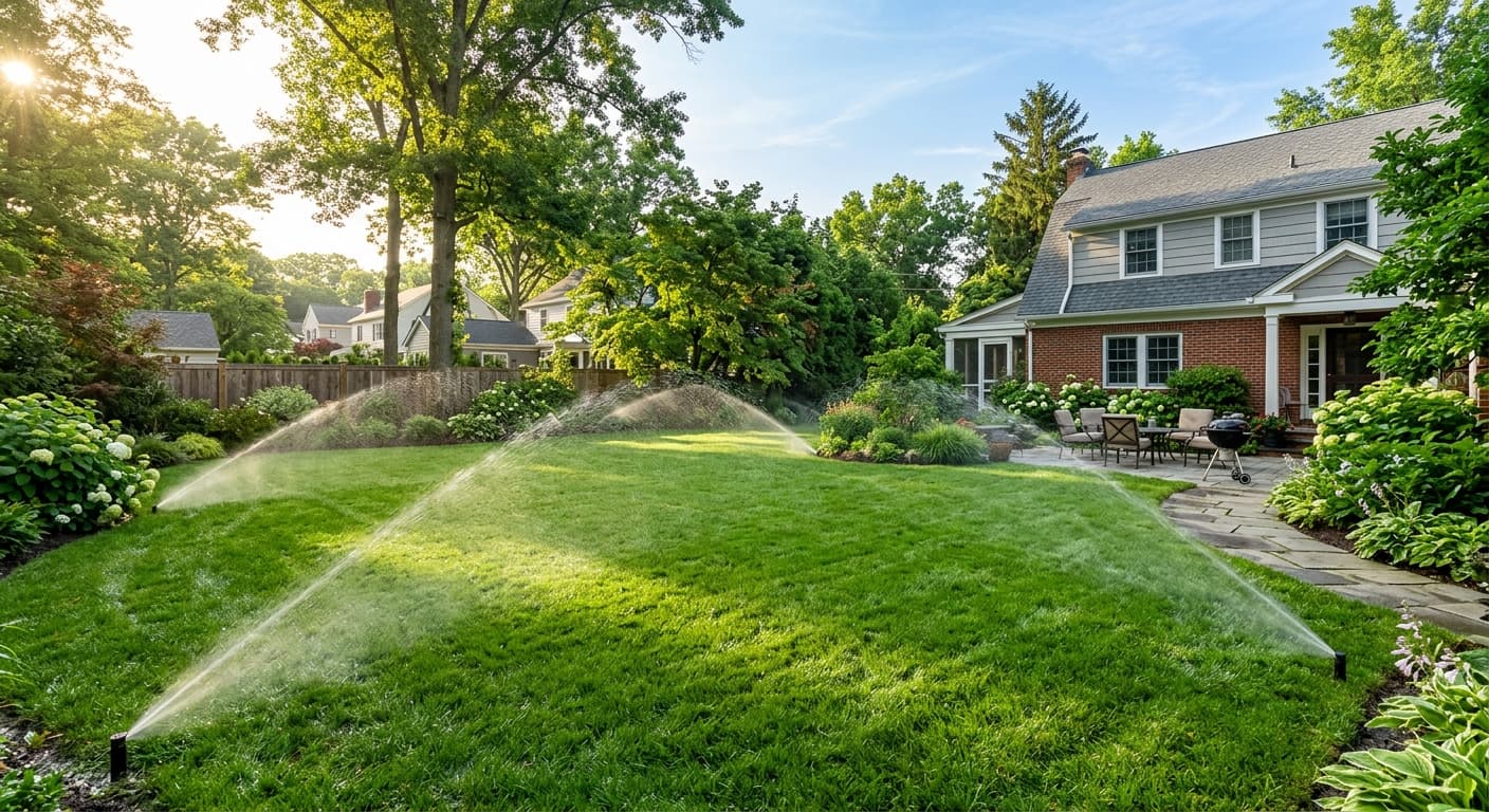 Irrigation technician adjusting a sprinkler head in a zoned system